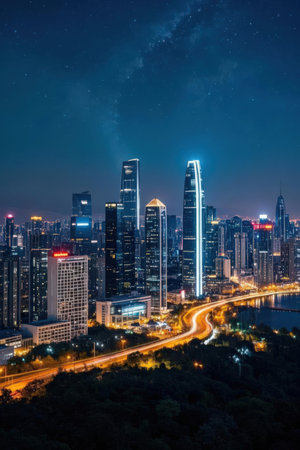 Night view of the city of Shenzhen, Guangdong, Chinaの素材