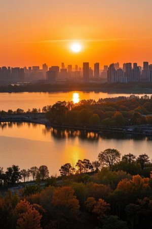 Autumn landscape in Suzhou, Jiangsu Province, China.の素材