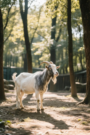 Goat in the zoo. Goat in the park. Animal in the nature.の素材