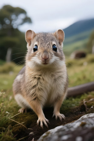 Close up of a cute chipmunk on a rock in Scotlandの素材