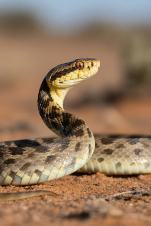 Close-up of the head of a ringed ratsnakeの素材