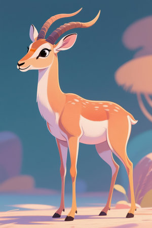 Illustration of a beautiful antelope on a background of blue skyの素材