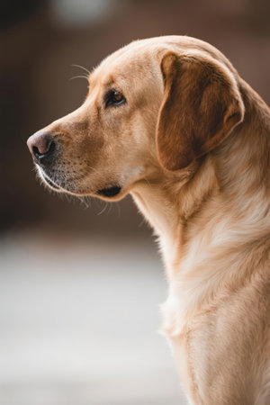 Portrait of a labrador retriever dog looking at the cameraの素材