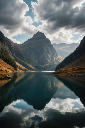Beautiful mountain lake in the mountains. Composition of nature.の素材