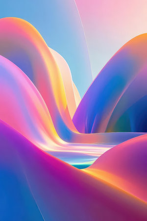 abstract background with smooth lines in blue, pink and purple colorsの素材