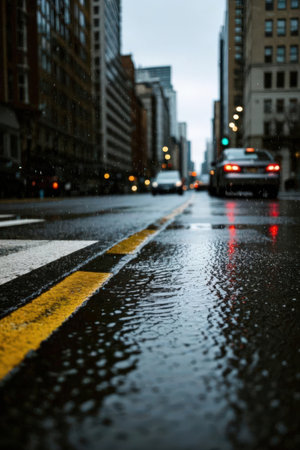 Rainy day in Chicago, Illinois, United States of America.の素材