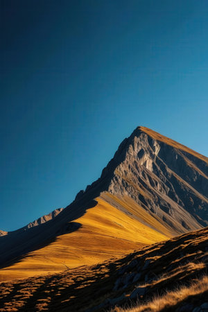 Mountain landscape with clear blue sky in autumn. Caucasus, Russiaの素材