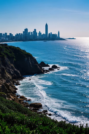 Beautiful view of the Pacific Ocean in San Francisco, California.の素材