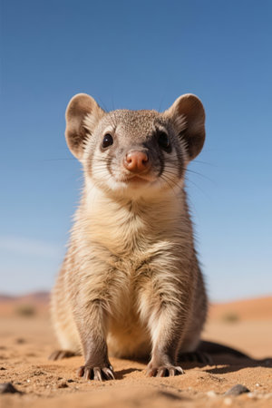 Portrait of a sand eared mongoose in Namibiaの素材