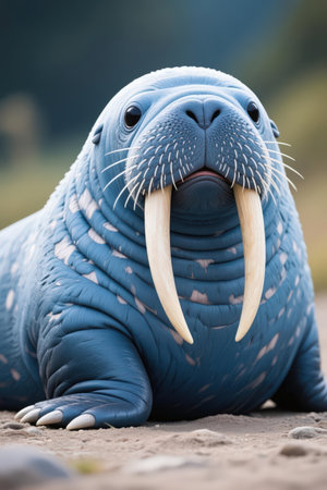 Close up of a walrus on the beach in California, USAの素材