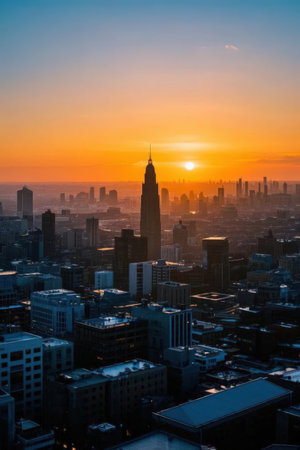 Beautiful architecture building cityscape of tokyo japan at sunriseの素材