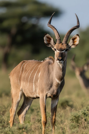 Male Kudu antelope, Addo Elephant National Park, South Africaの素材