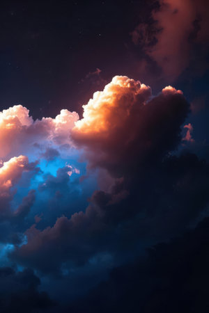 colorful dramatic sky with cloud at night. Abstract sky background.の素材