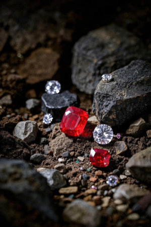 diamonds on stone background, shallow depth of field, selective focusの素材