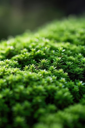 close up of green moss in the forest. shallow depth of fieldの素材