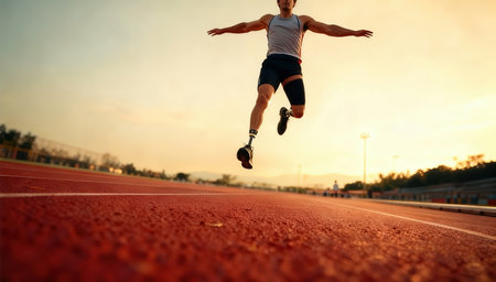 Runner athlete running on athletic race track. woman fitness jogging workout wellness concept.の素材