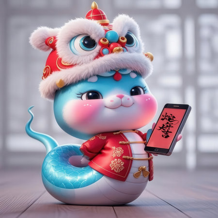 Happy Chinese New Year. Cute cartoon character in the Chinese New Year.の素材