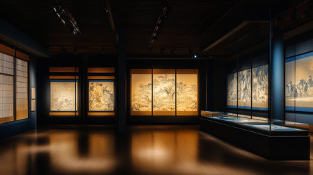3D rendering of a Japanese style room with a view of the landscapeの素材