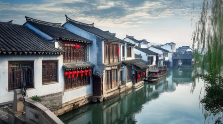 Ancient town in Suzhou, China. Suzhou is a UNESCO World Heritage Site.の素材