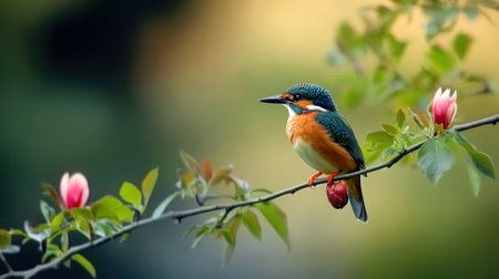 Kingfisher (Alcedo atthis) sitting on a branchの素材