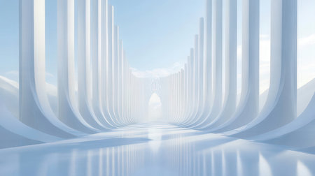 Abstract architecture background, empty open space interior, 3d render illustrationの素材