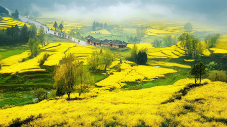 Rice fields in Yunnan, China. Rice fields are a major part of the Chinese economy.の素材