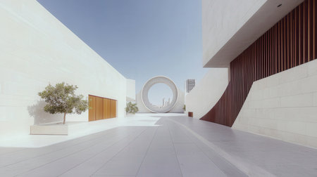 3d render of modern architecture. Futuristic interior design concept.の素材