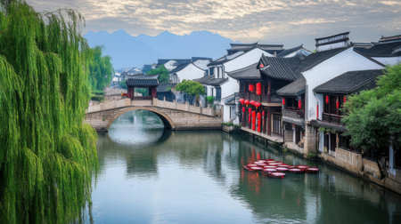 Wuzhen ancient town, Zhejiang Province, China.の素材