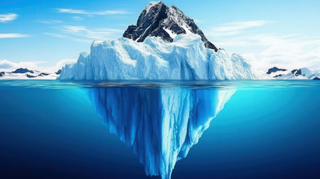 Iceberg in the ocean with blue sky. 3D illustration.の素材