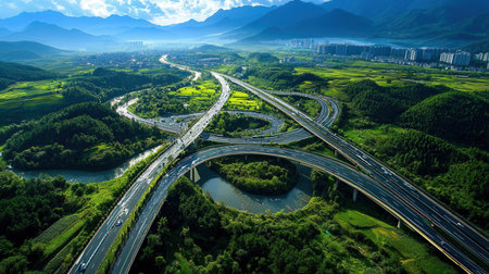 Aerial view of highway in the countryside,shanghai china.の素材