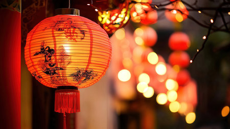 Chinese lanterns in the Chinese New Year festival in Beijing, Chinaの素材