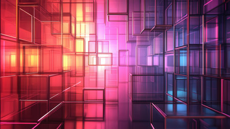 Abstract background with glowing cubes. 3d rendering, 3d illustration.の素材
