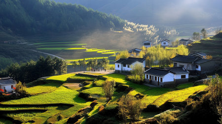 Rice terraces in Huangshan, Anhui Provinceの素材