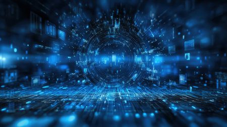 Abstract technology background with digital binary code. 3d rendering toned imageの素材