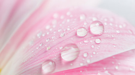 Water drops on petals of pink tulip. Shallow depth of fieldの素材