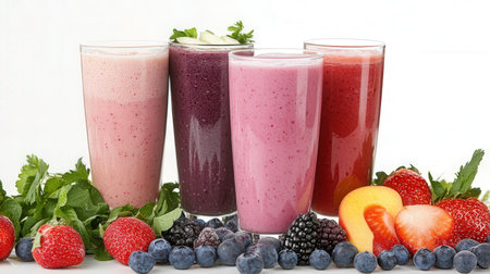 Strawberry, blackberry, blueberry and strawberry smoothiesの素材