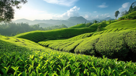 Tea Plantation in the morning, Chiang Rai Province, Thailandの素材