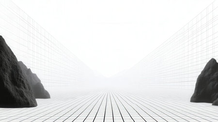 abstract 3d rendering of an empty room with a white backgroundの素材