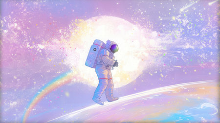 Astronaut in outer space. Elements of this image furnished by NASAの素材
