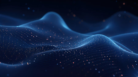Abstract digital background with glowing particles. Big data visualization. 3D renderingの素材