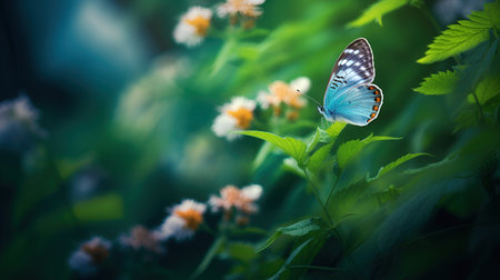 Butterfly on a flower in the garden. Nature background.の素材
