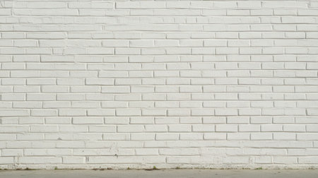 White brick wall texture background. White brick wall with cement floor.の素材