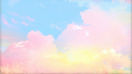 Sun and cloud background with a pastel colored, gradient pastelの素材