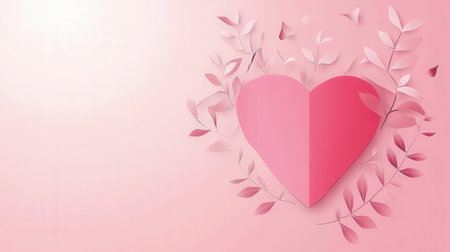 Valentine's day background with paper cut heart. Vector illustration.の素材