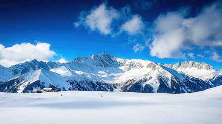 Beautiful winter mountains landscape. Ski resort Dombay, Caucasus, Russiaの素材