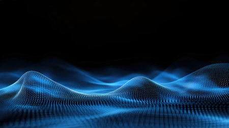 Data technology abstract futuristic illustration. Low poly shape with connecting dots and lines on dark background. 3D rendering. Big data visualization.の素材