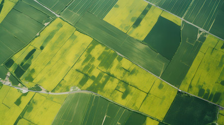 Aerial view of the agricultural fields in Poland. Top view.の素材