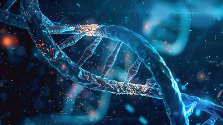 Digital illustration DNA structure in color background. 3D rendering. Science conceptの素材