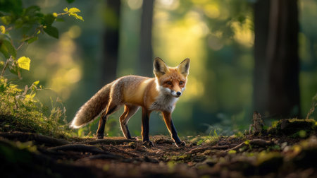 Red fox (Vulpes vulpes) in the forest.の素材