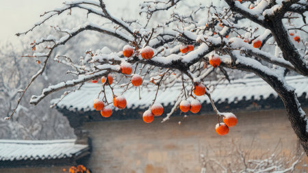 Snow-covered persimmon treeの素材